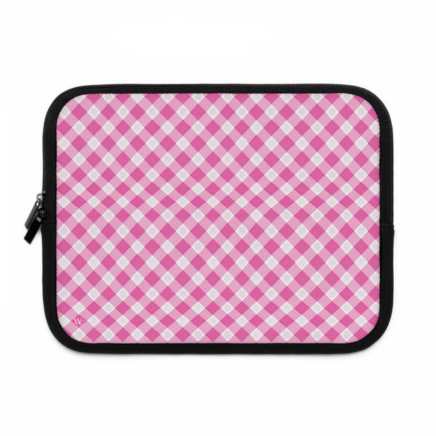 Pink Gingham Laptop Sleeve - Stylish Protection for Your Device