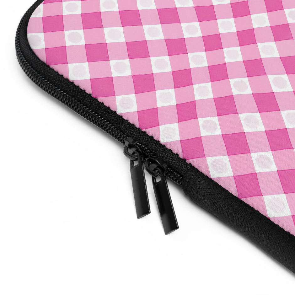 Pink Gingham Laptop Sleeve - Stylish Protection for Your Device