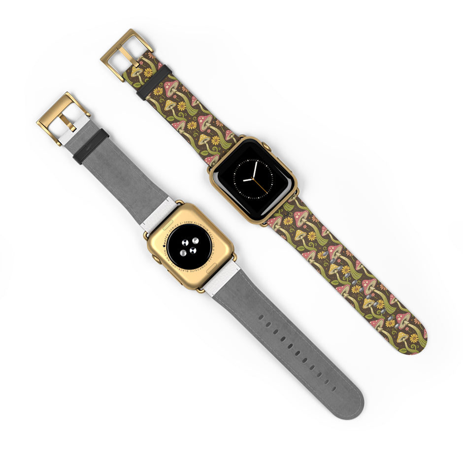 Magic Mushroom - Apple Watch Band  - Vintage Forest Fungi Apple Watch Strap