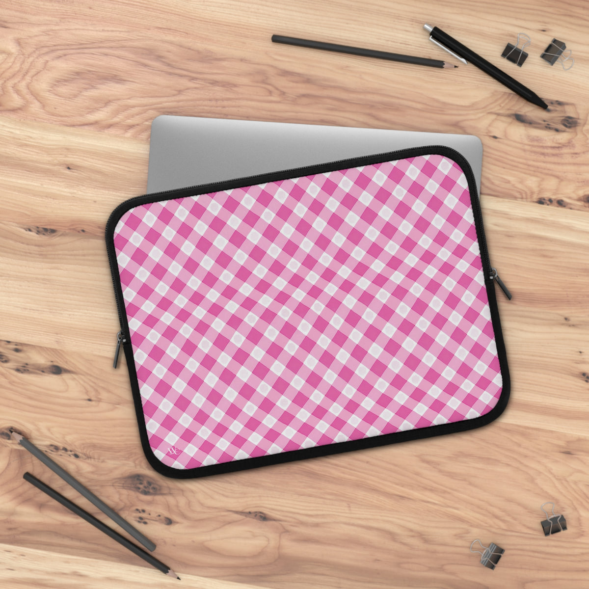 Pink Gingham Laptop Sleeve - Stylish Protection for Your Device