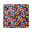 Tropical Hibiscus Flip Phone Case — Floral Wallet Flip Case with Card Slots