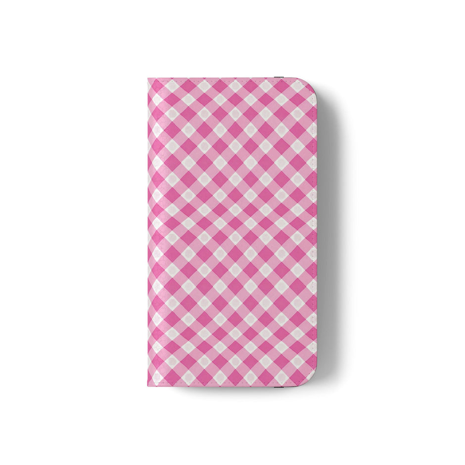Pink Gingham - Flip Case – Wallet Flip Case with Card Slots