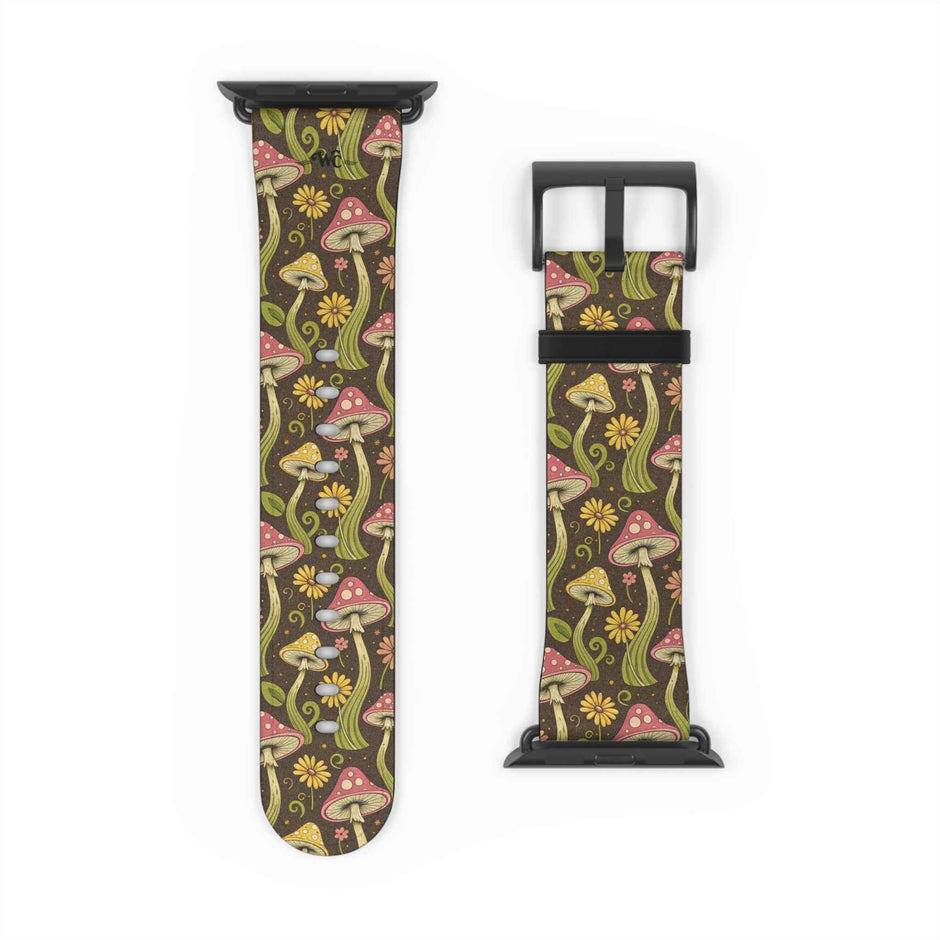 Magic Mushroom - Apple Watch Band  - Vintage Forest Fungi Apple Watch Strap