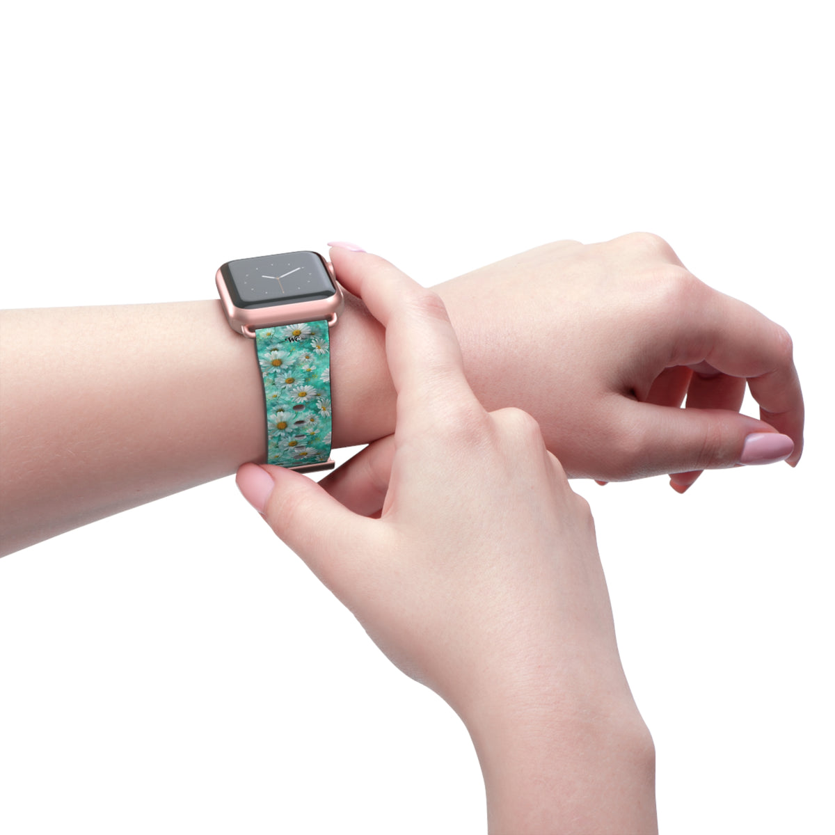 The Blue - Daisy Meadow Floral Apple Watch Band – Teal Daisy Apple Watch Strap
