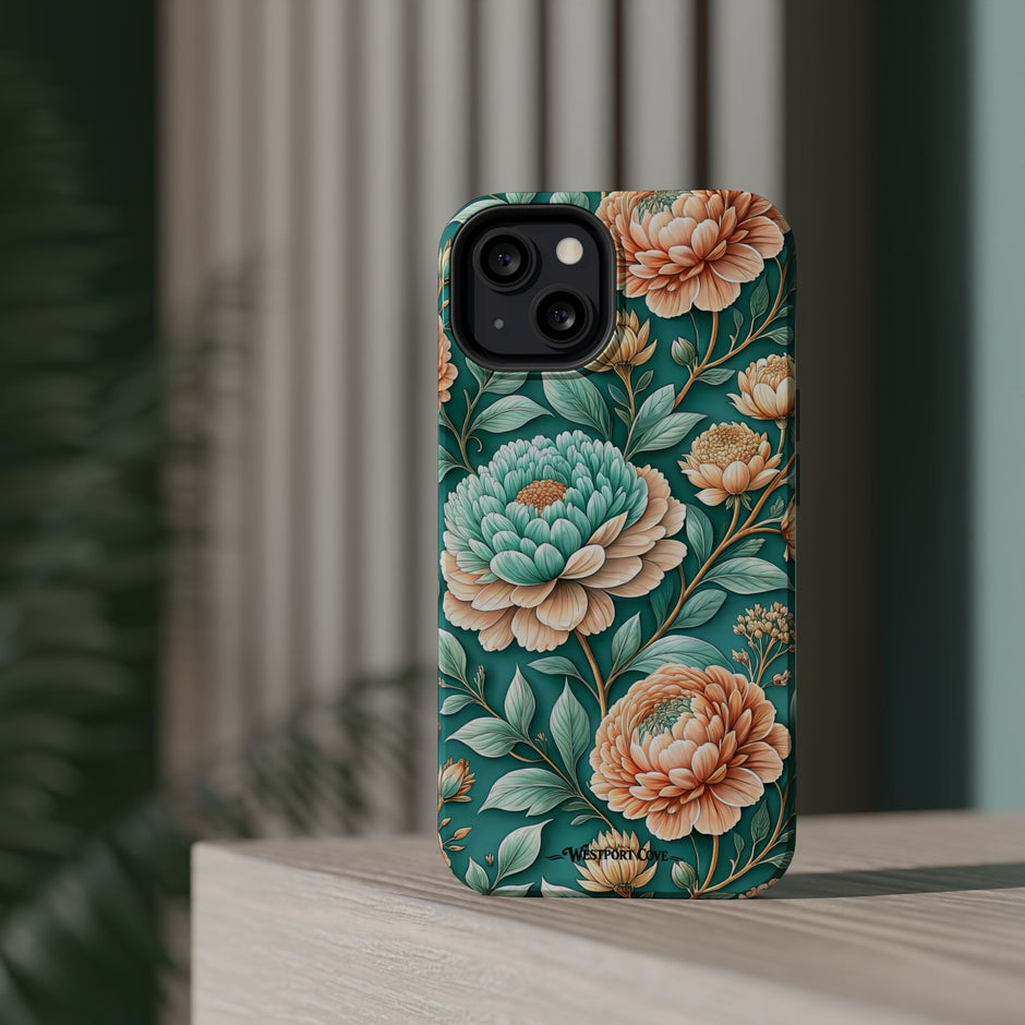 Teal Peony - Extreme MagSafe Phone Case
