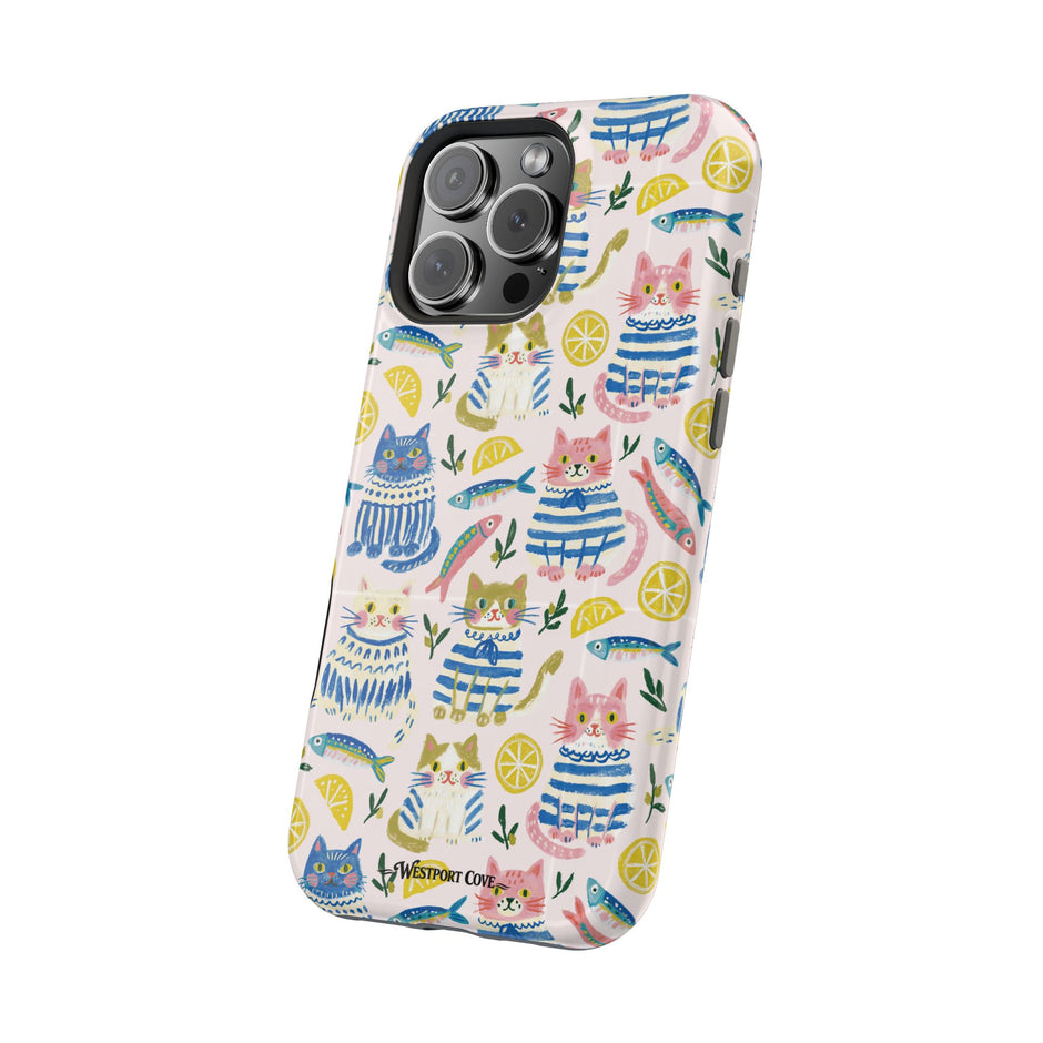 Watercolor Cats - Extreme Impact MagSafe Phone Case — Lemon Pattern
