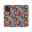 Tropical Hibiscus Flip Phone Case — Floral Wallet Flip Case with Card Slots
