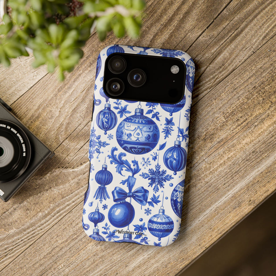 Blue and White Christmas Ornaments Extreme Impact MagSafe Phone Case