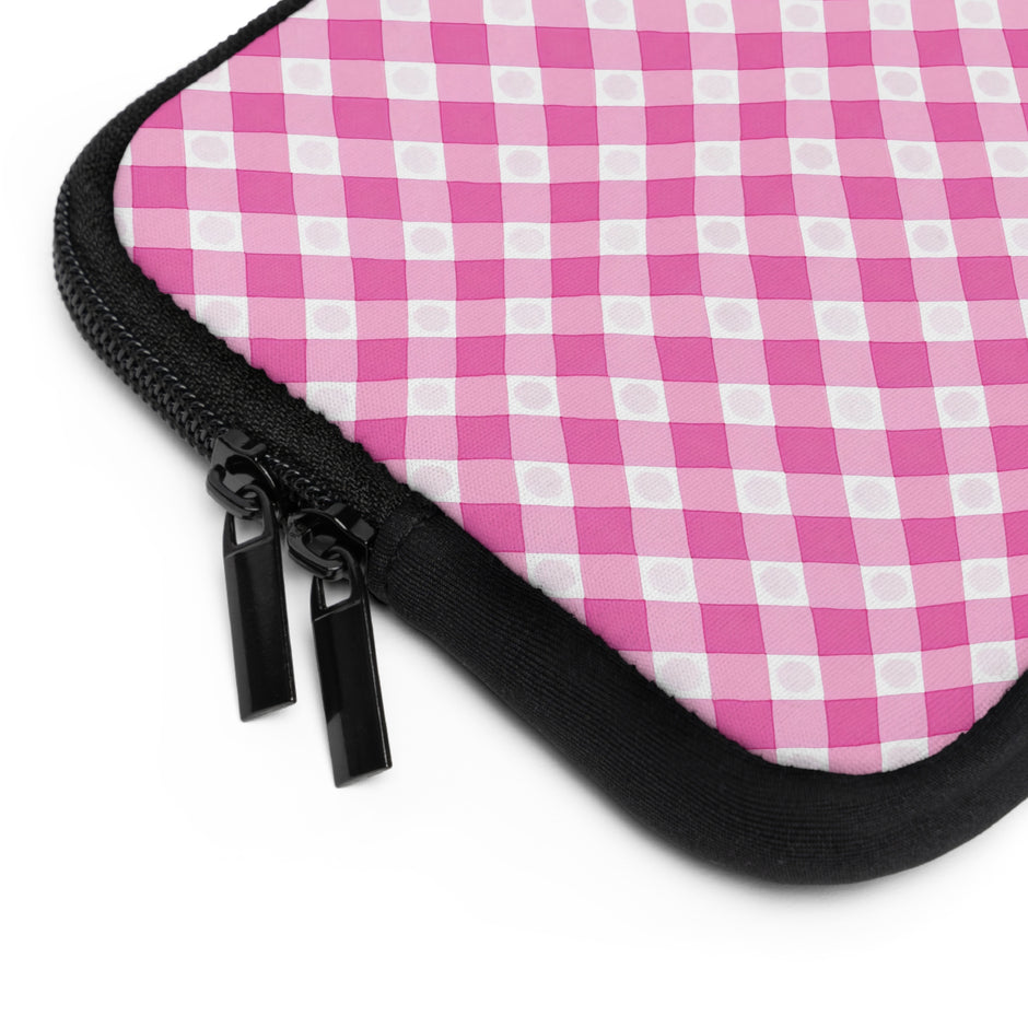 Pink Gingham  - Laptop Sleeve — Cute Plaid Protective Case