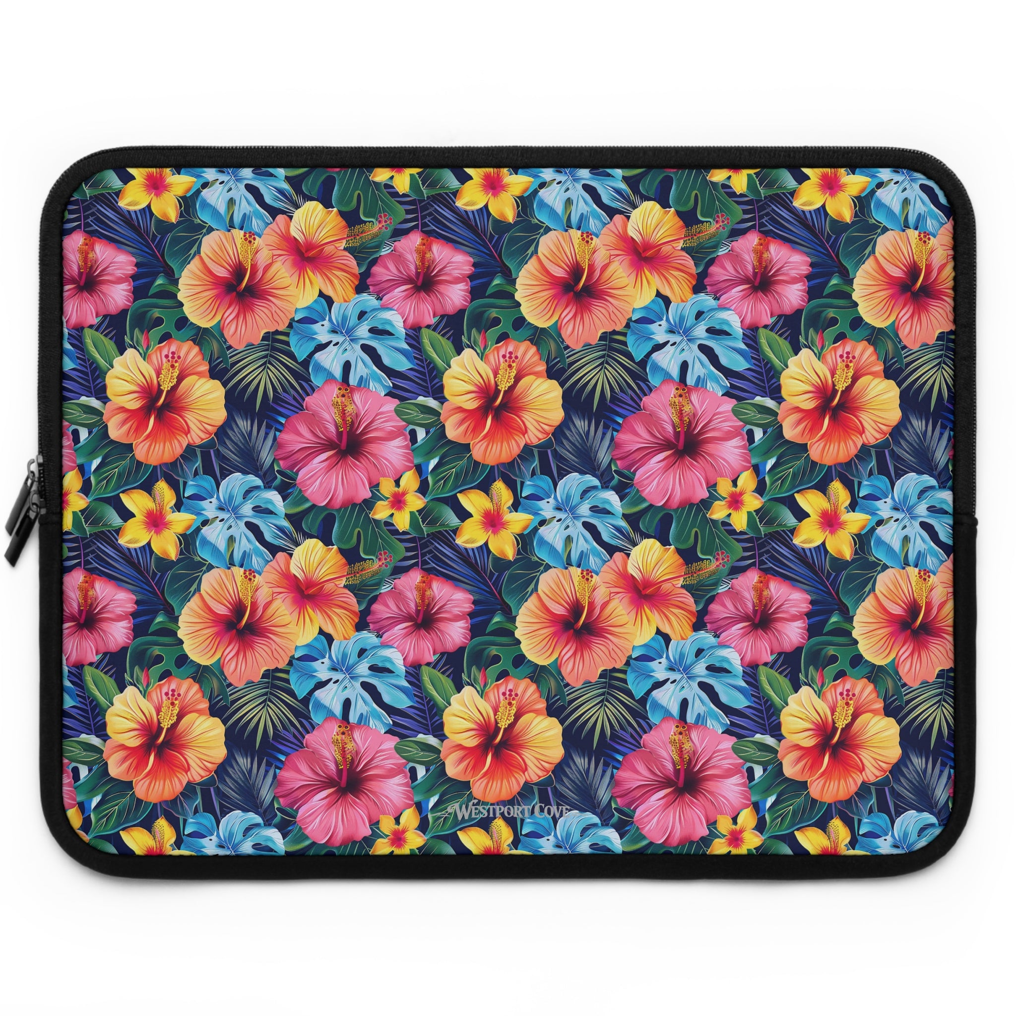 Tropical Hibiscus Laptop Sleeve — Bright Floral Neoprene Case