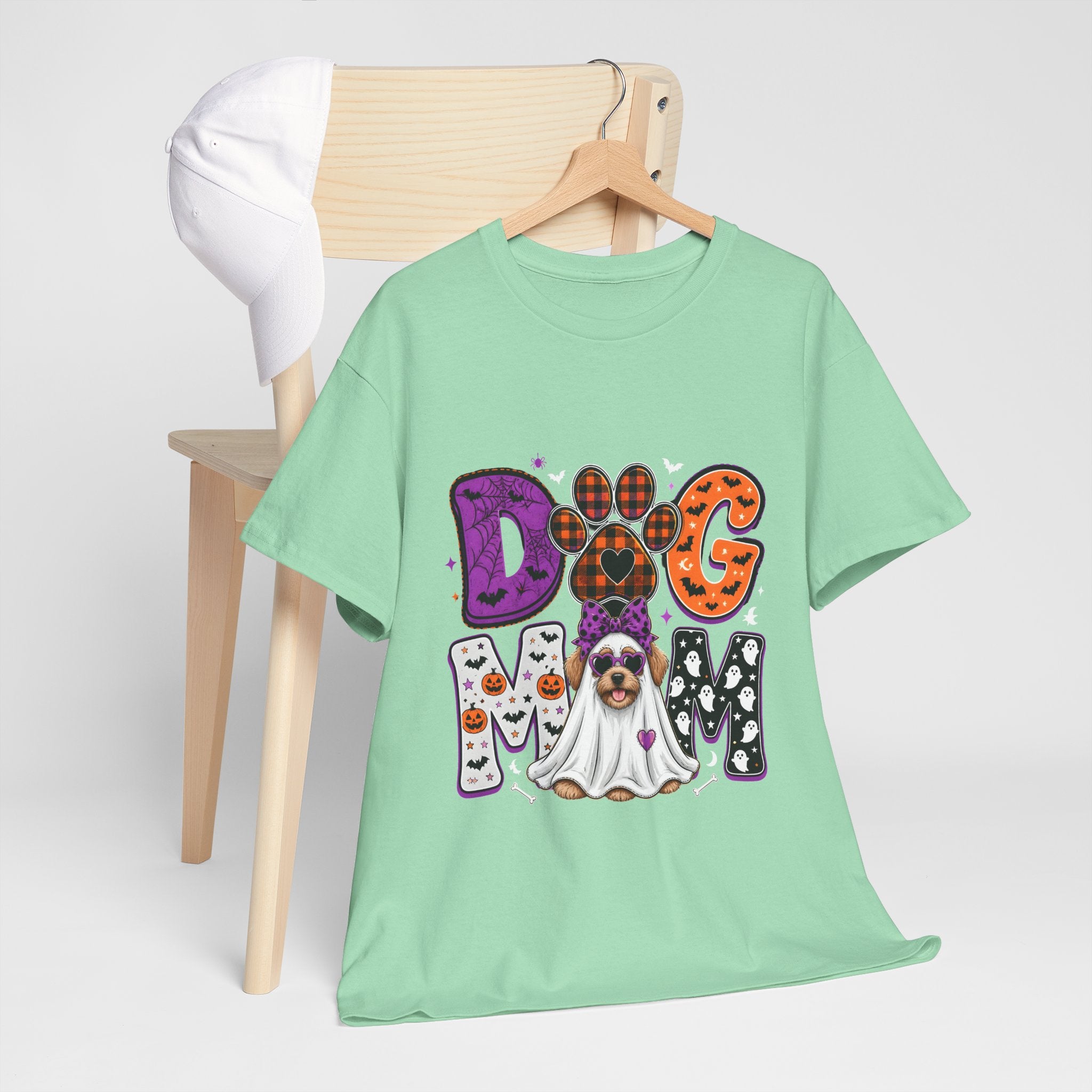 Dog Mom Halloween T‑Shirt — Ghost Pup & Spooky Pattern Tee
