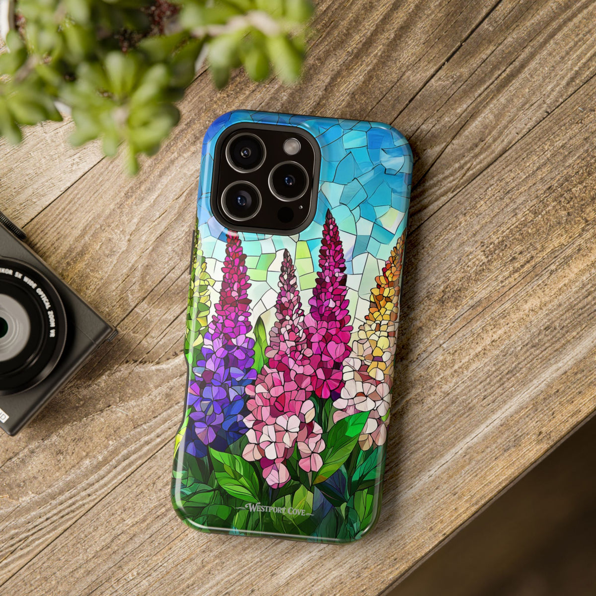 Floral Mosaic Stained Glass Colorful Lupine - Extreme Impact MagSafe Phone Case