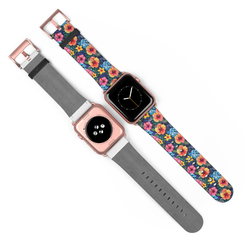 Floral Hibiscus - Apple Watch Band -Colorful Tropical Watch Strap