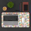 Floral Paint Desk Mat — Pastel Rose Pattern Office Mousepad