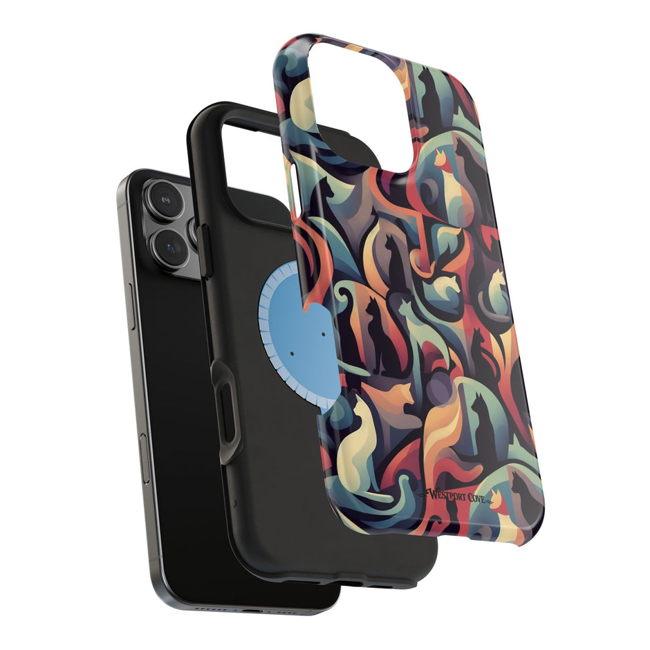 Camo Cats - Extreme Impact MagSafe Phone Case — Abstract Cat Pattern