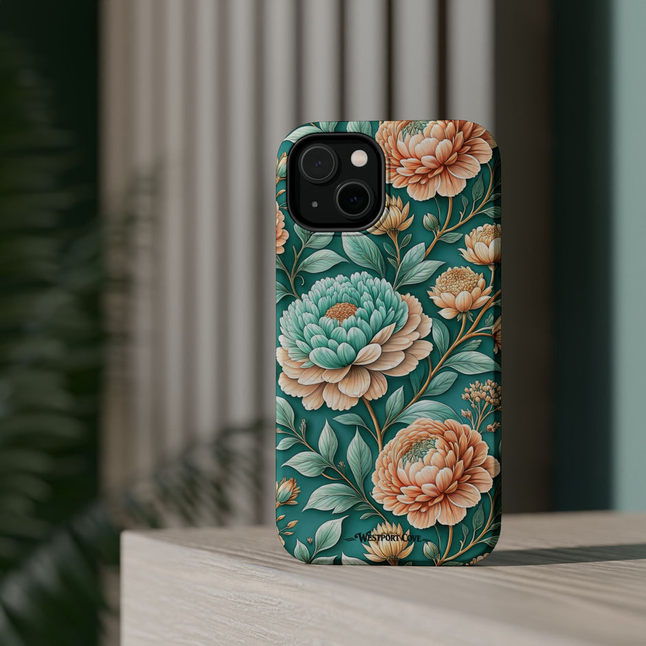 Teal Peony - Extreme MagSafe Phone Case
