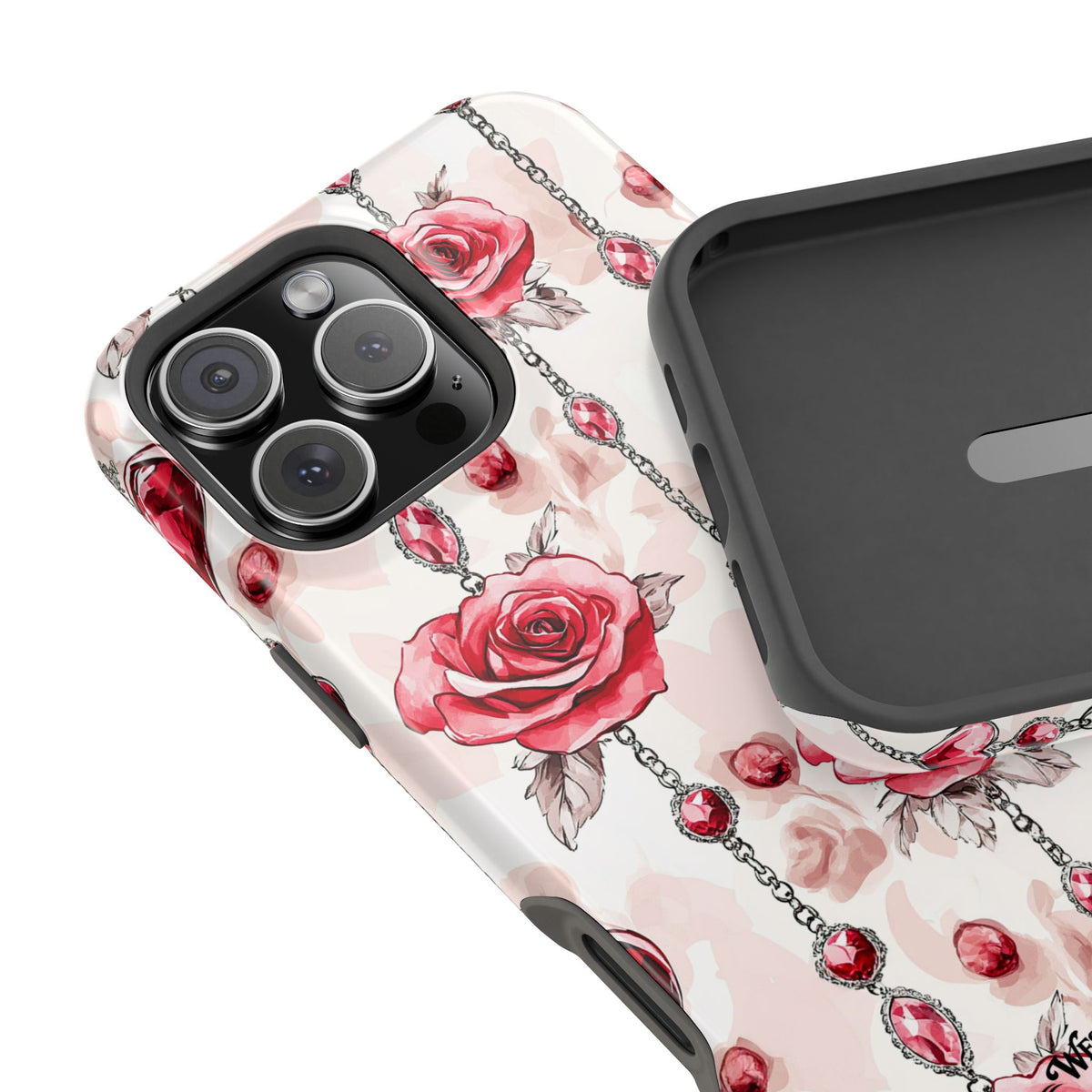 Vintage Roses & Heart Charms - Extreme Impact MagSafe Phone Case