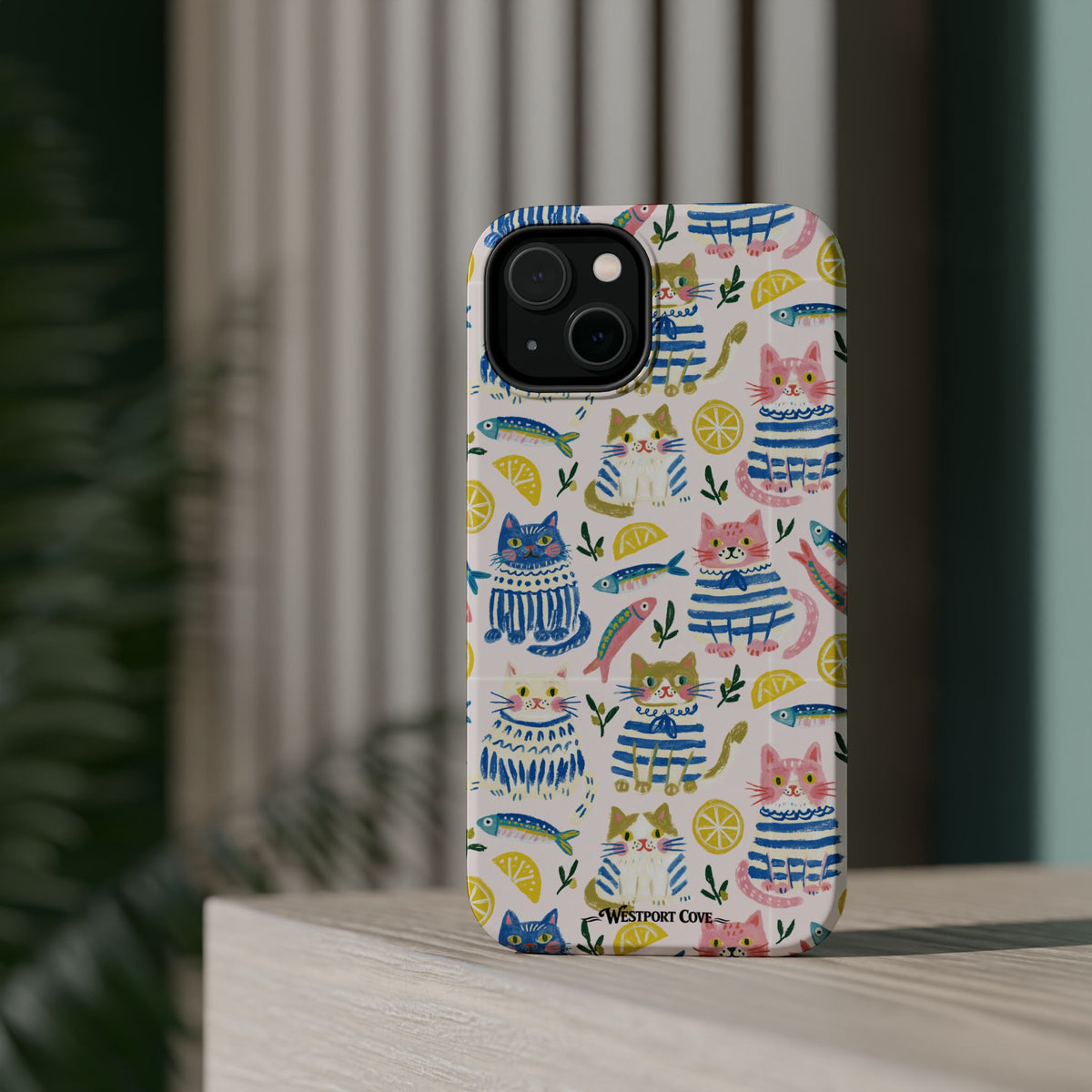 Watercolor Cats - Extreme Impact MagSafe Phone Case — Lemon Pattern