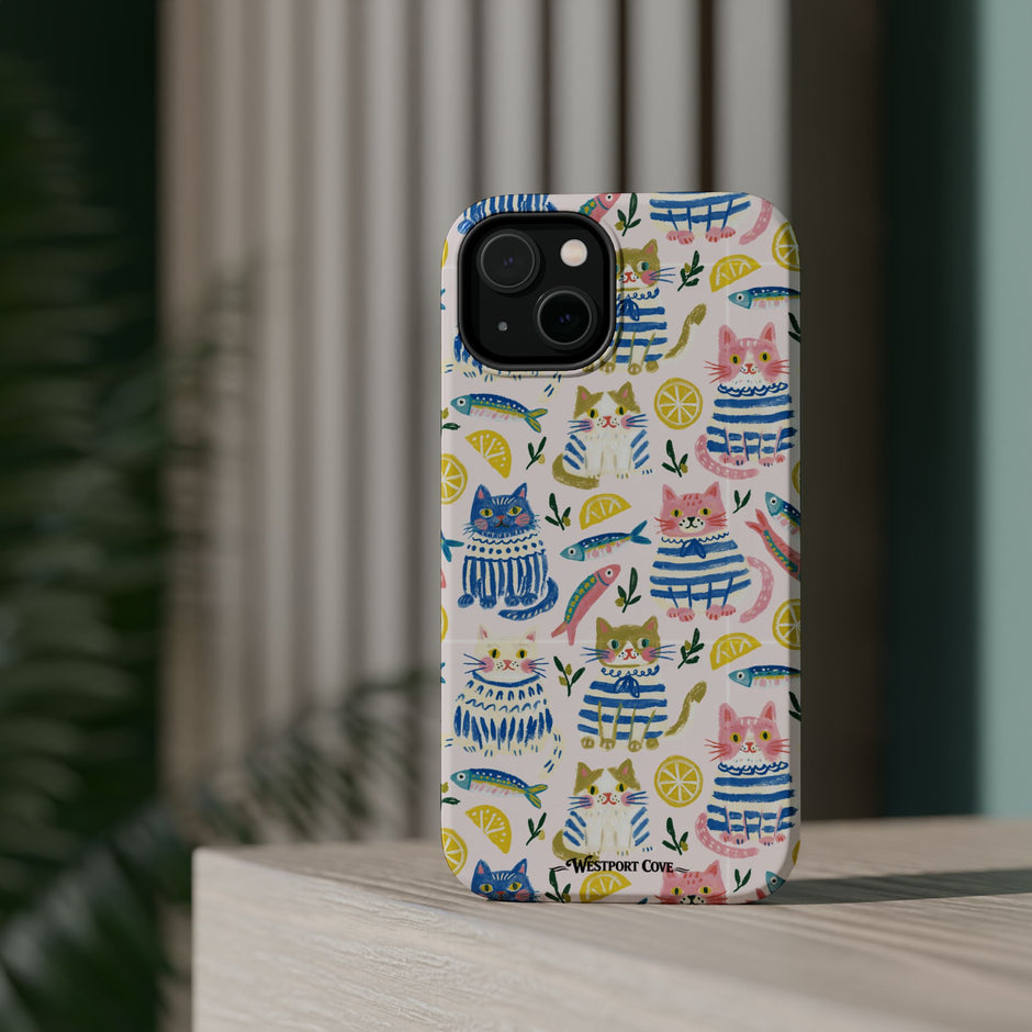 Watercolor Cats - Extreme Impact MagSafe Phone Case — Lemon Pattern