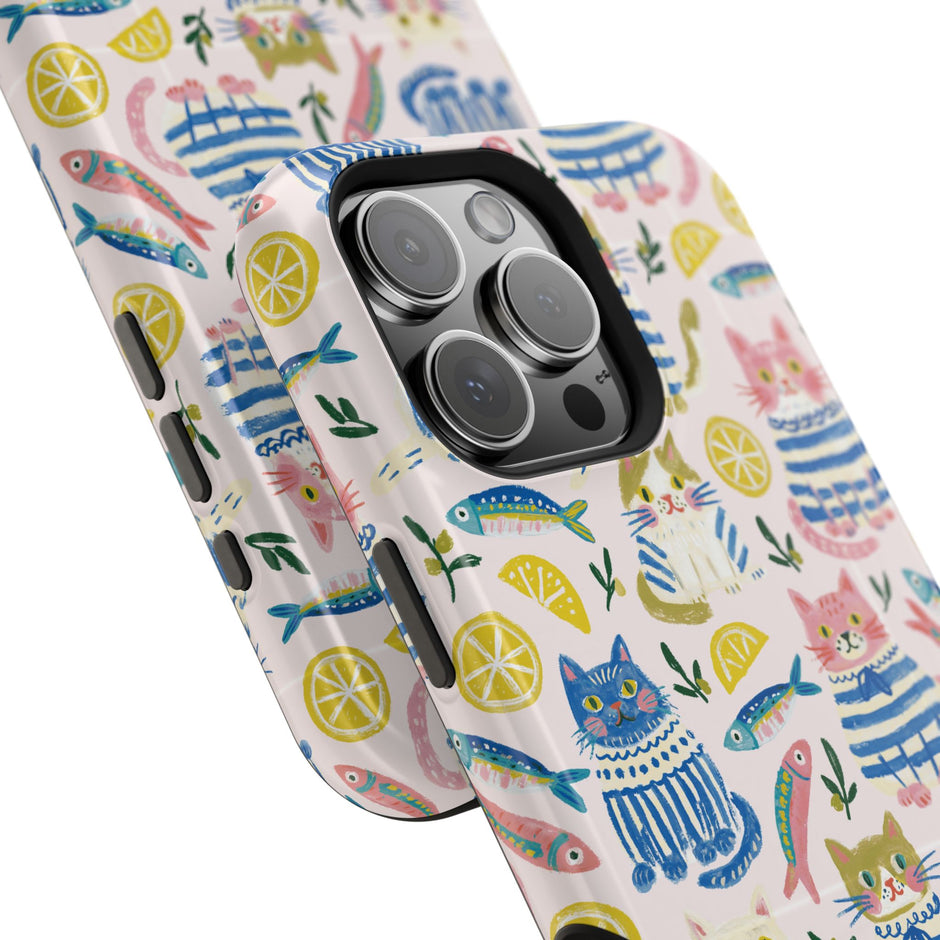Watercolor Cats - Extreme Impact MagSafe Phone Case — Lemon Pattern