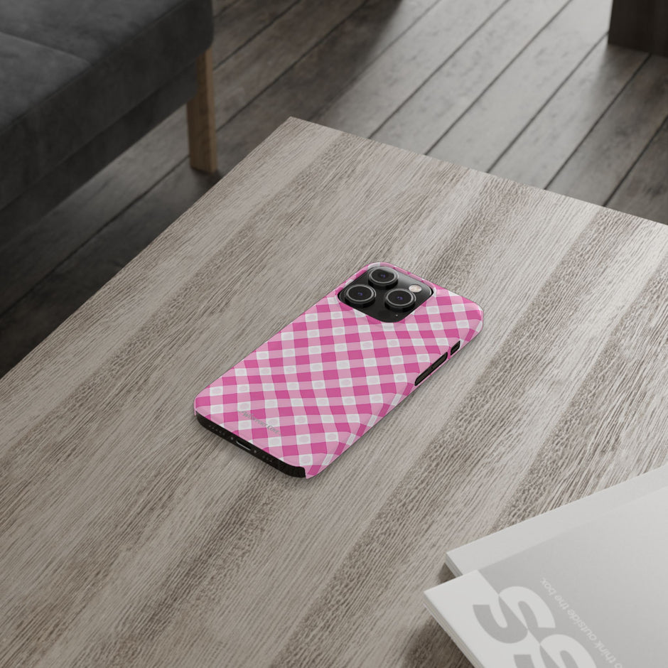 Pink Gingham - Essential Phone Case - Lightweight Protective Cover