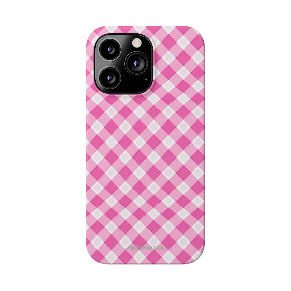 Pink Gingham - Essential Phone Case - Lightweight Protective Cover