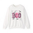 Halloween 'Boo' Crewneck Sweatshirt — Cute Pink Bat & Star Graphic