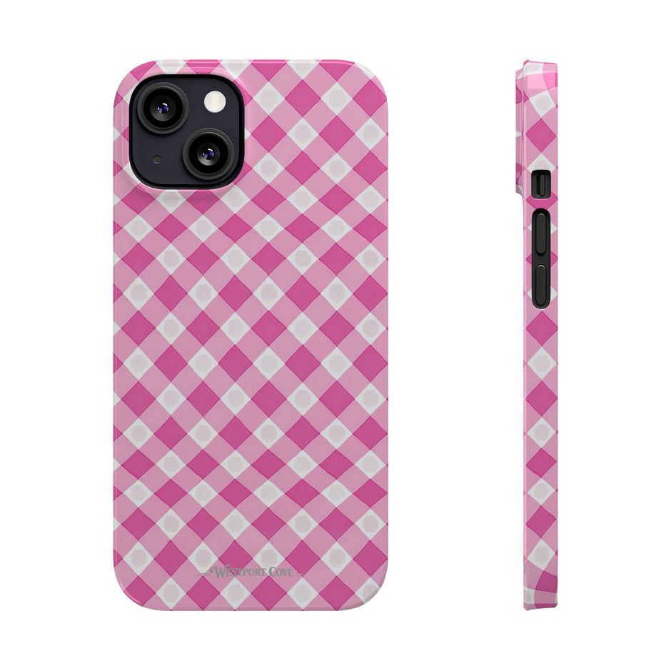 Pink Gingham - Essential Phone Case - Lightweight Protective Cover