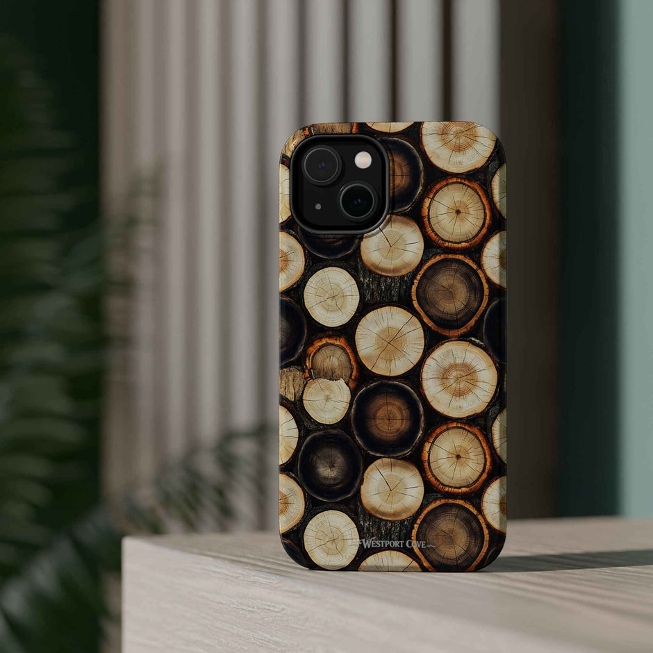 Timber - Wood Slice Pattern Extreme Impact MagSafe Phone Case Protective Cover
