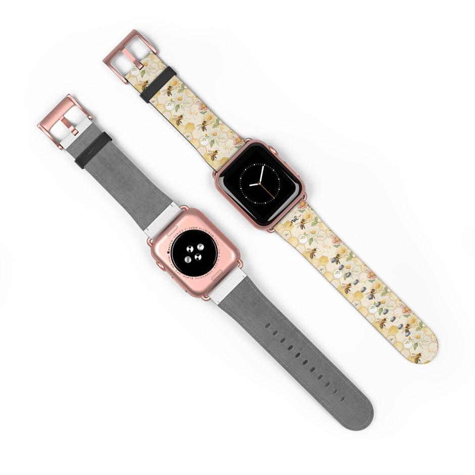 Honeycomb Heaven - Honeybee Apple Watch Band— Bee & Honeycomb Pattern Apple Watch Strap