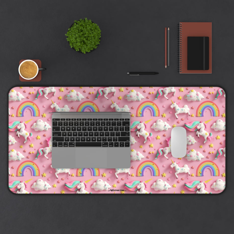 Unicorn Dance Desk Mat — Pink Cute Gaming & Office Mouse Pad