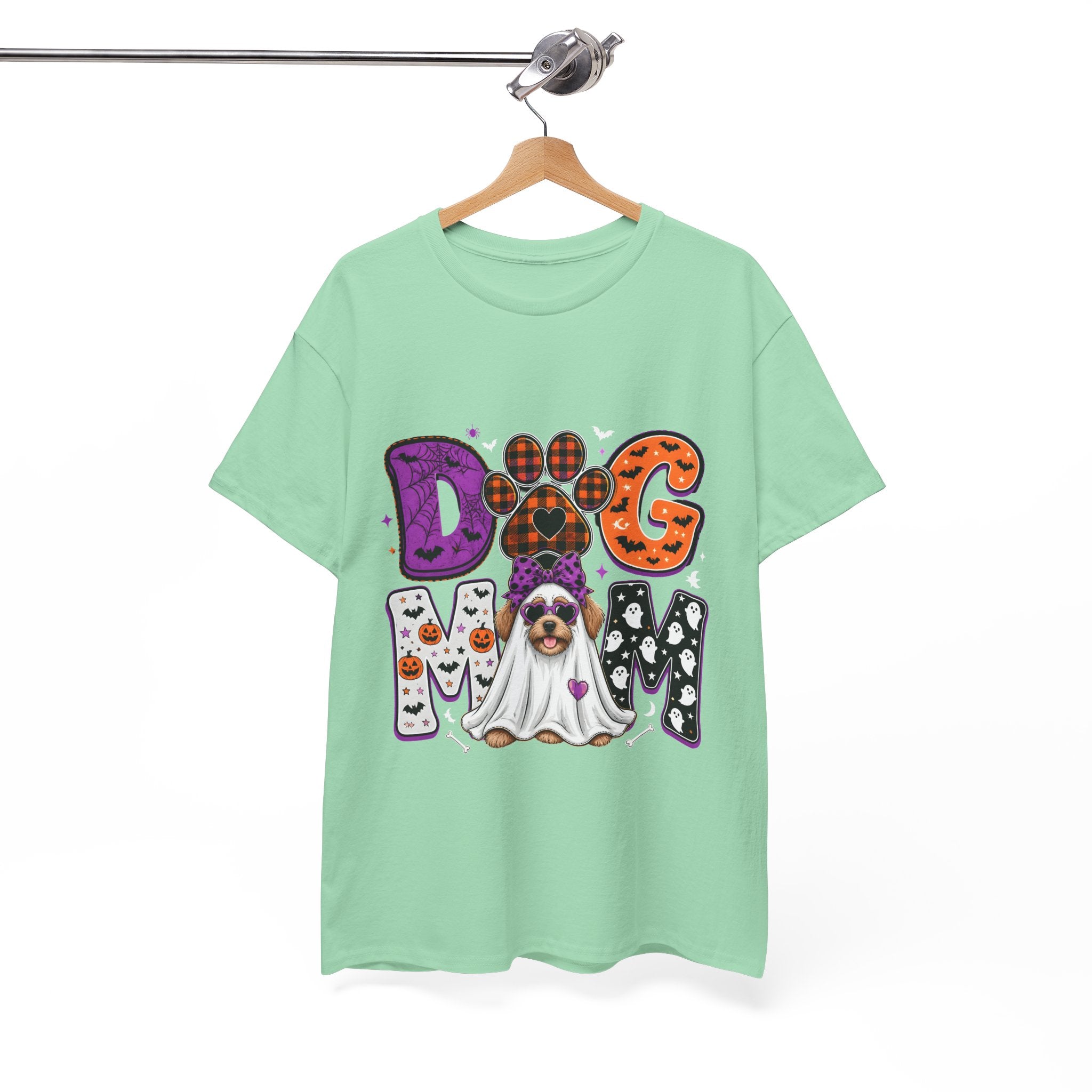 Dog Mom Halloween T‑Shirt — Ghost Pup & Spooky Pattern Tee