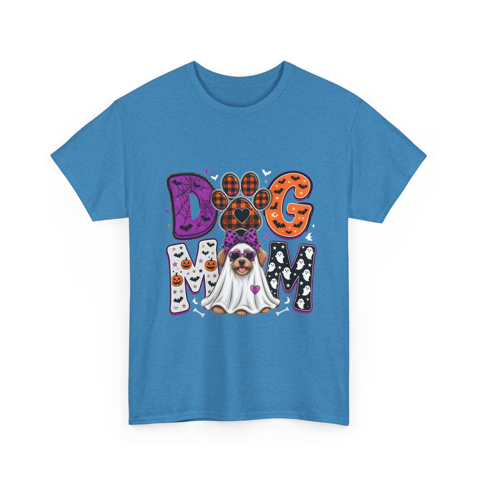 Dog Mom Halloween T‑Shirt — Ghost Pup & Spooky Pattern Tee