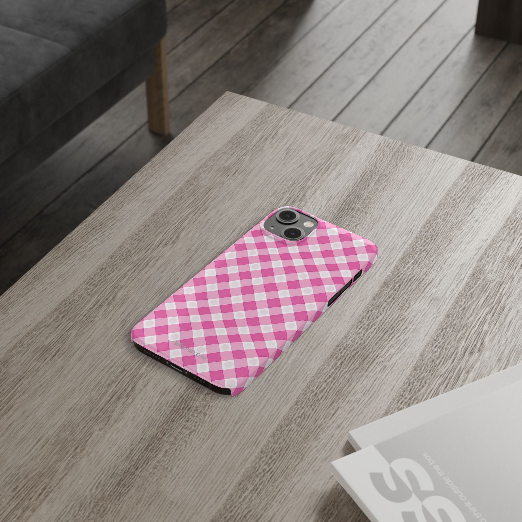 Pink Gingham - Essential Phone Case - Lightweight Protective Cover