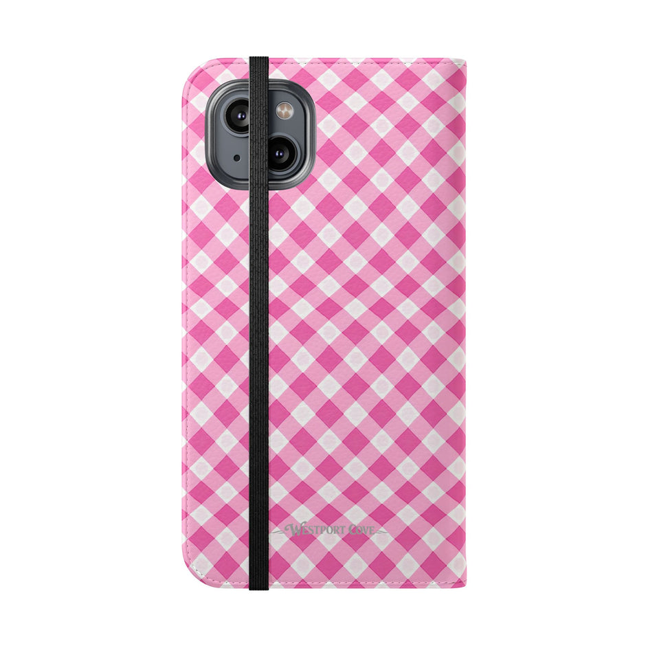 Pink Gingham - Flip Case – Wallet Flip Case with Card Slots