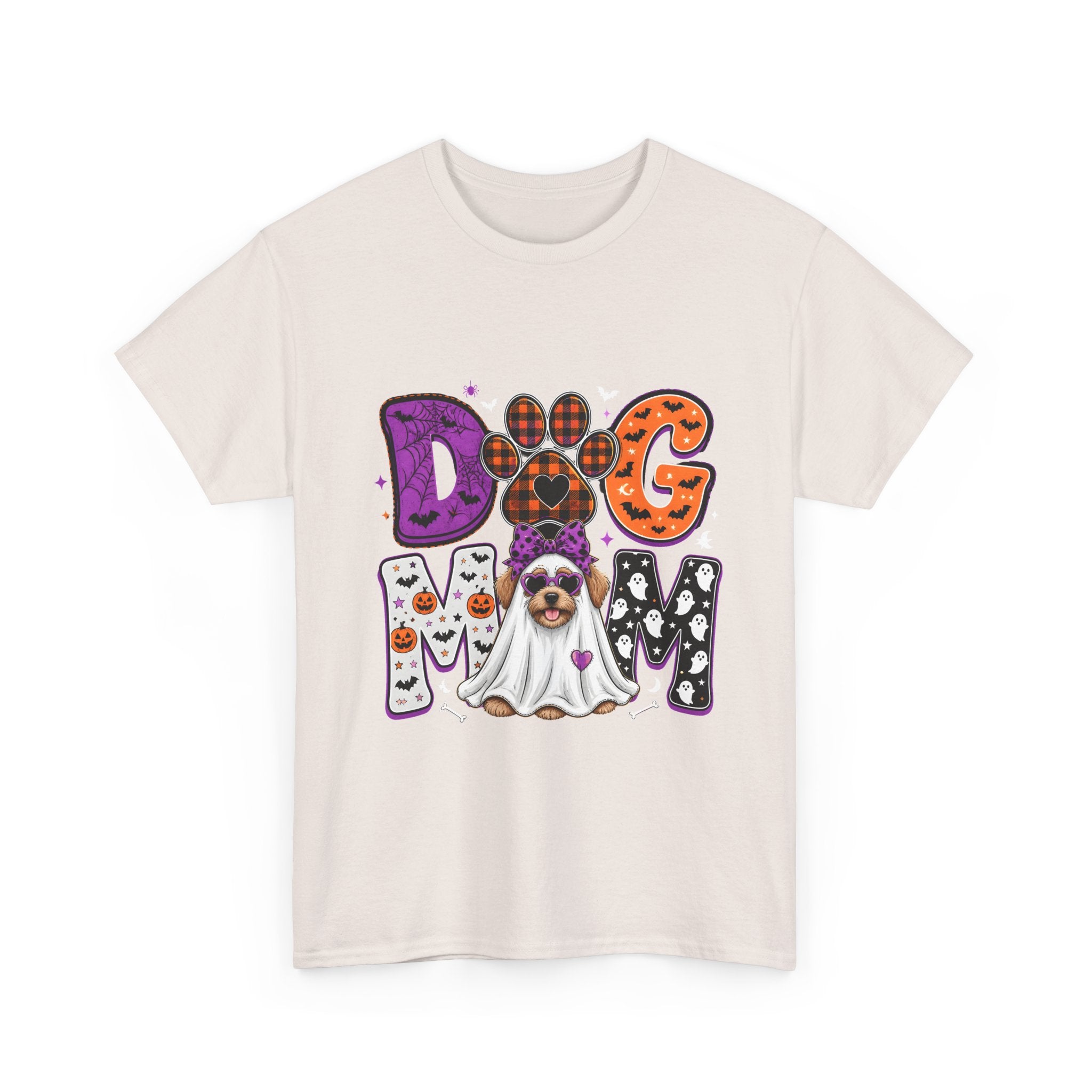 Dog Mom Halloween T‑Shirt — Ghost Pup & Spooky Pattern Tee