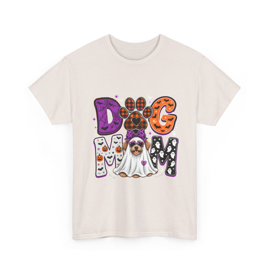 Dog Mom Halloween T‑Shirt — Ghost Pup & Spooky Pattern Tee