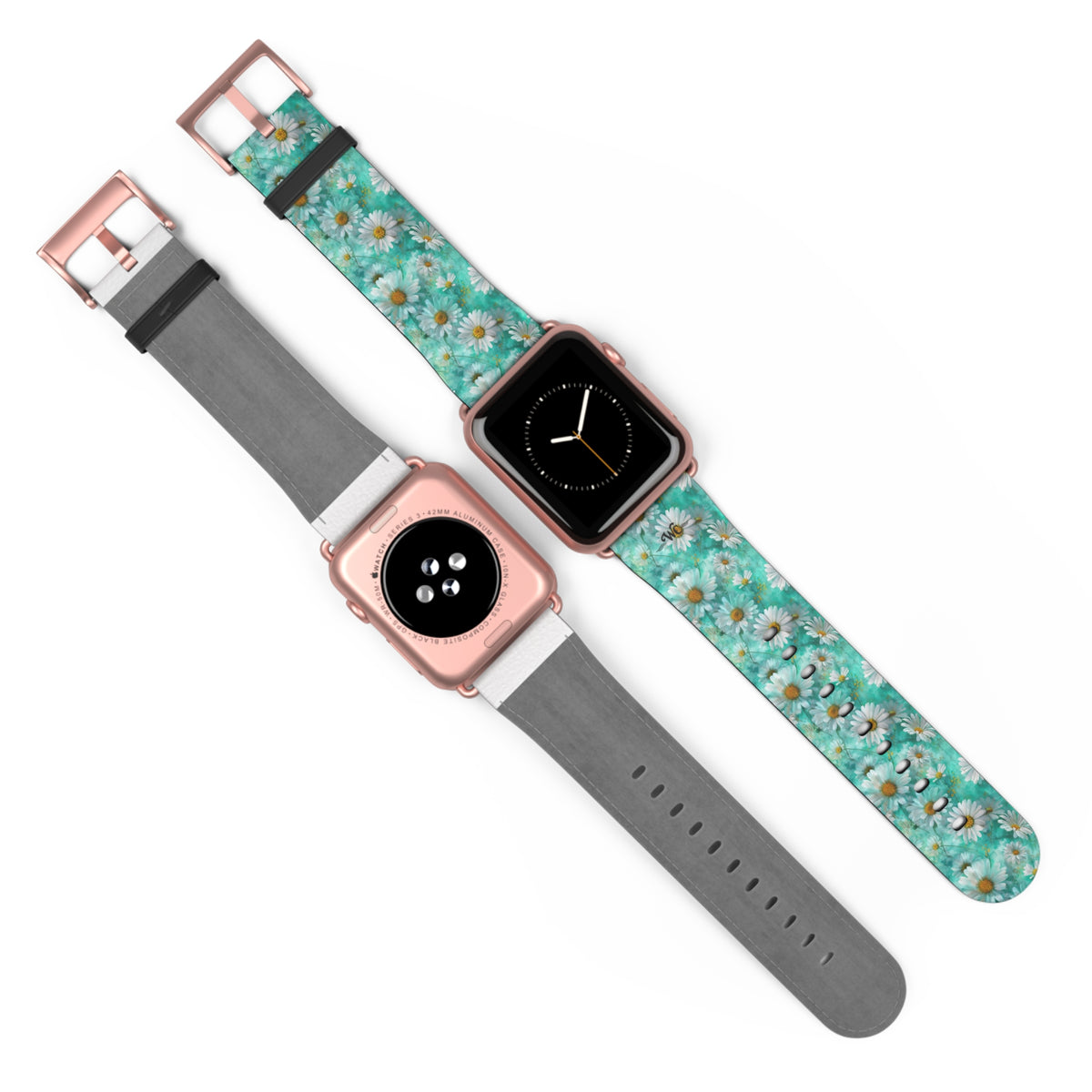 The Blue - Daisy Meadow Floral Apple Watch Band – Teal Daisy Apple Watch Strap