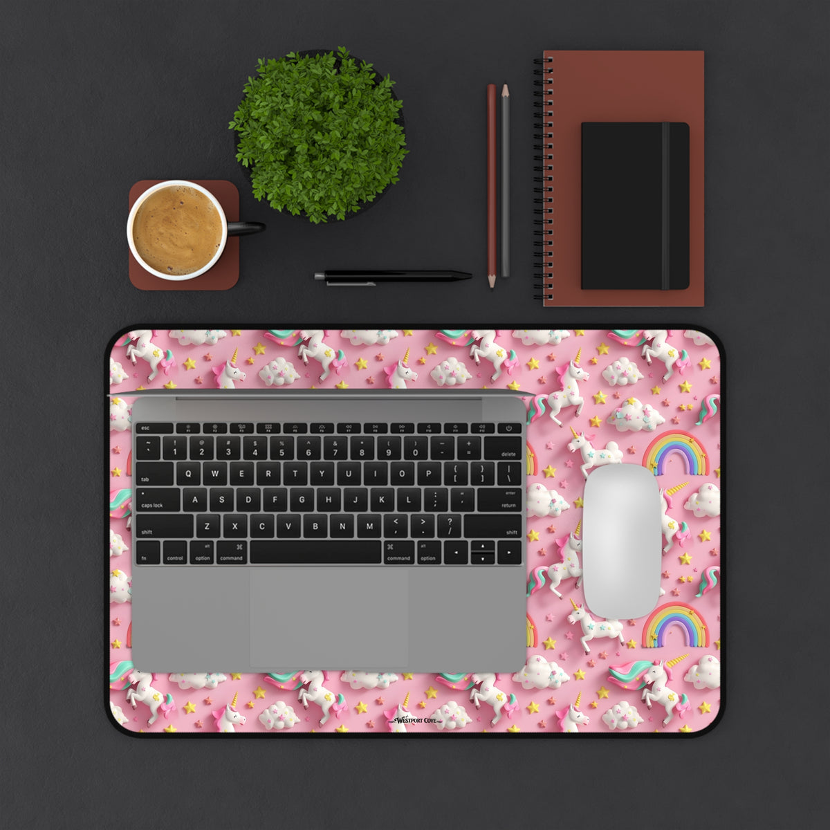 Unicorn Dance Desk Mat — Pink Cute Gaming & Office Mouse Pad