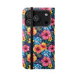 Tropical Hibiscus Flip Phone Case — Floral Wallet Flip Case with Card Slots