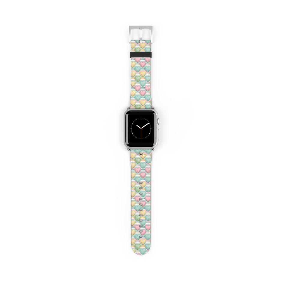 Be Mine; or Not - Pastel Heart Pattern Apple Watch Band — Cute Candy Hearts Watch Strap