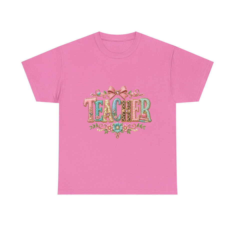 Teacher Floral Graphic Tee — Vintage Bow & Floral 