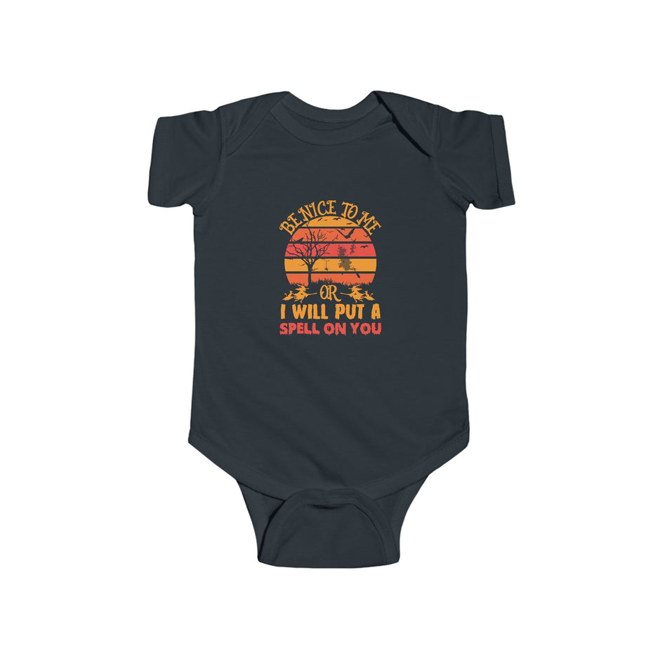Infant Bodysuit "Be Nice To Me or I Will Put a Spell On You" Vintage Sunset Halloween Baby Onesie