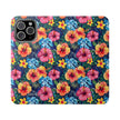 Tropical Hibiscus Flip Phone Case — Floral Wallet Flip Case with Card Slots