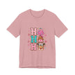 Ho Ho Ho Cute Christmas Tee — Pink Tree, Gingerbread & Reindeer Holiday Shirt