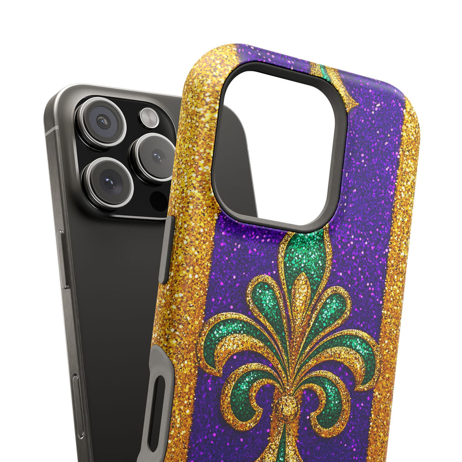 Mardi Gras Glitter Fleur - Extreme Impact MagSafe Phone Case