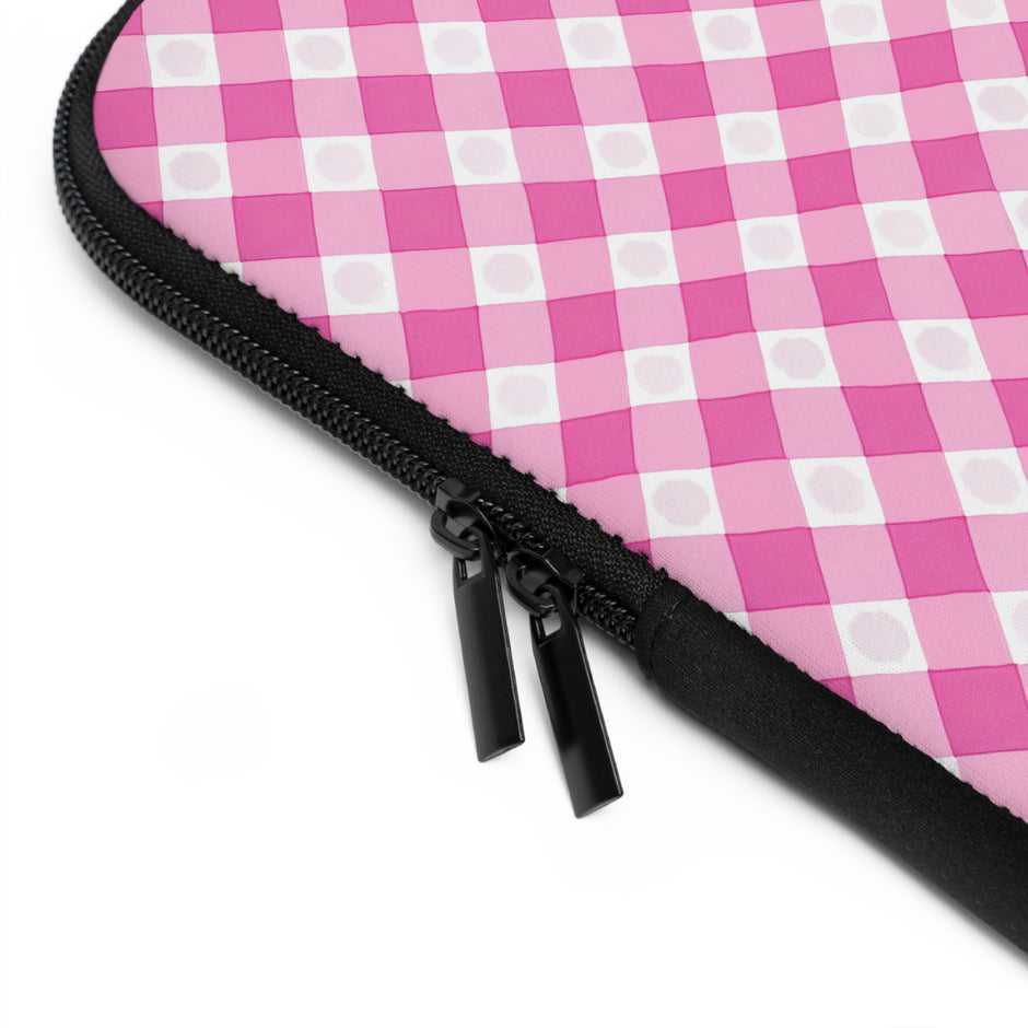 Pink Gingham  - Laptop Sleeve — Cute Plaid Protective Case