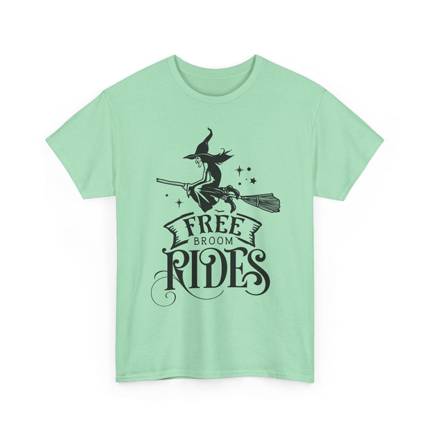 Witch on Broom "Free Broom Rides" T‑Shirt - Westport Cove