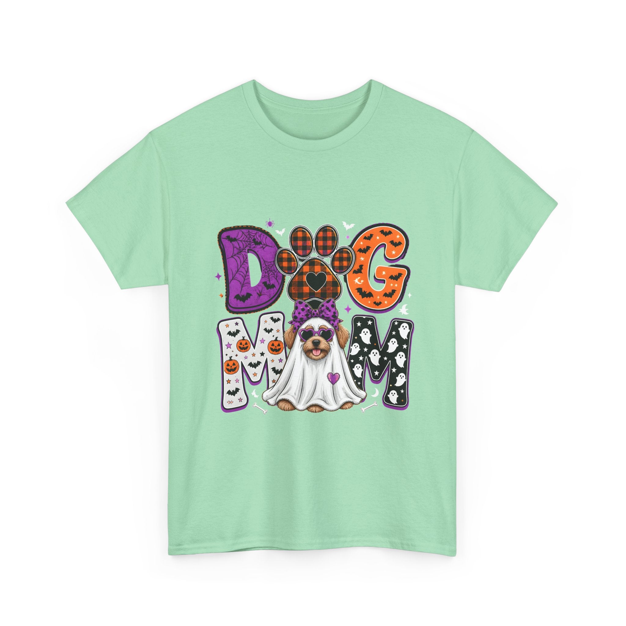 Dog Mom Halloween T‑Shirt — Ghost Pup & Spooky Pattern Tee
