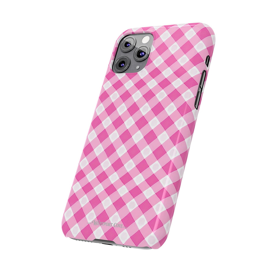Pink Gingham - Essential Phone Case - Lightweight Protective Cover